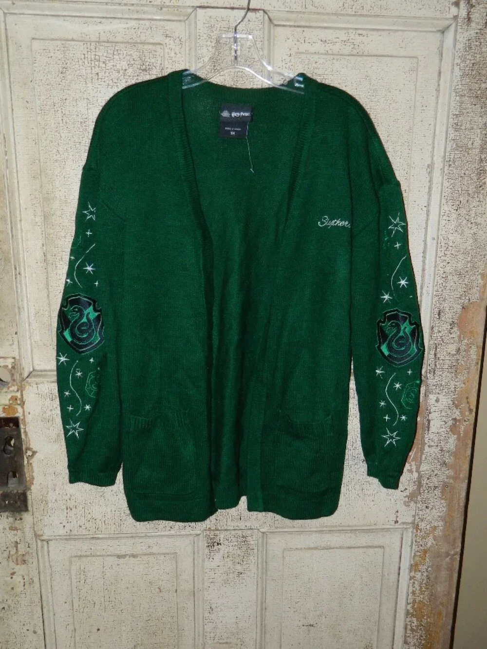 Harry Potter Wizarding World Slytherin Cardigan Sweater Sz S (WW-32)
